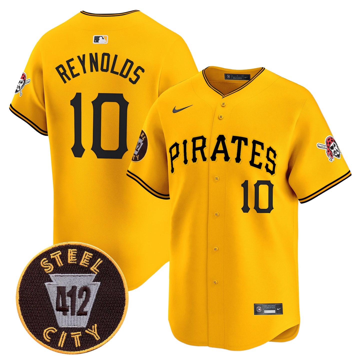 Pittsburgh Pirates 412 Patch Vapor Premier Limited Jersey V3 - All Stitched