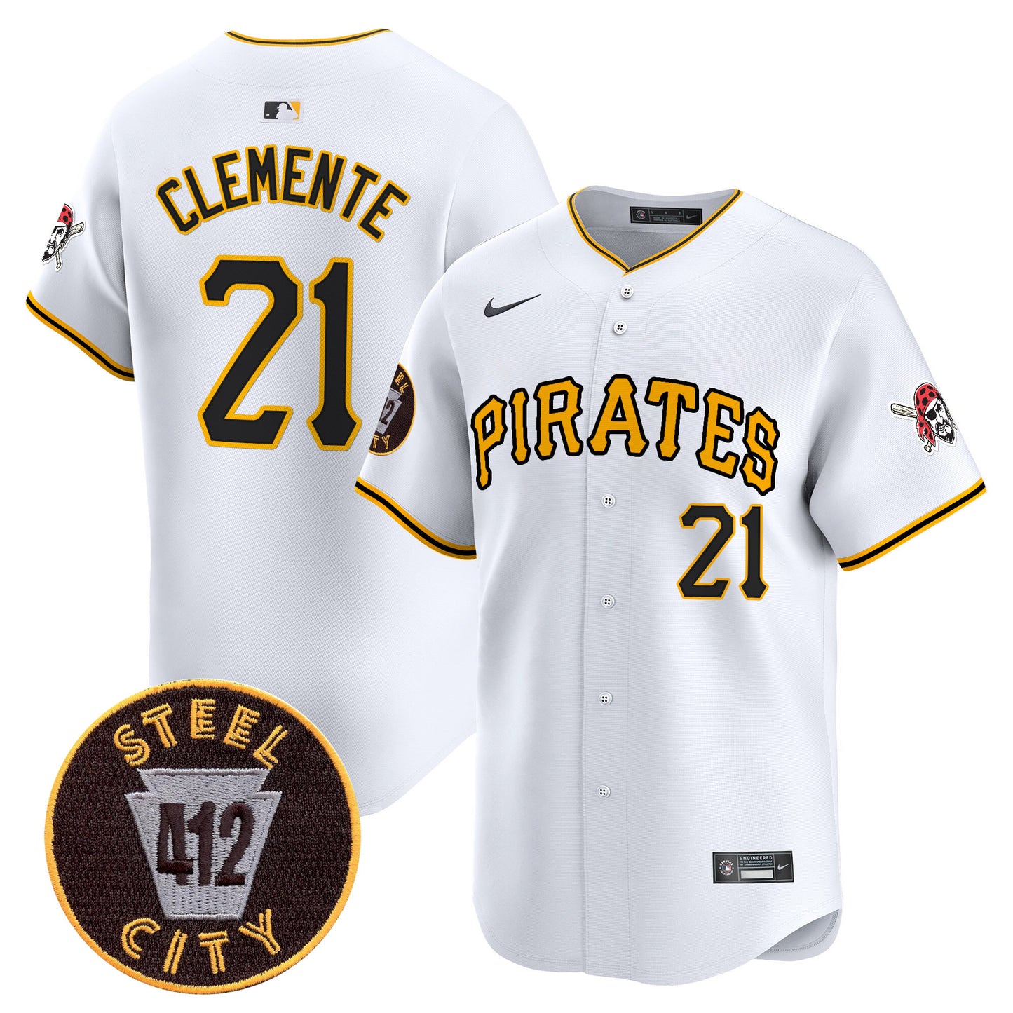 Pittsburgh Pirates 412 Patch Vapor Premier Limited Jersey V3 - All Stitched