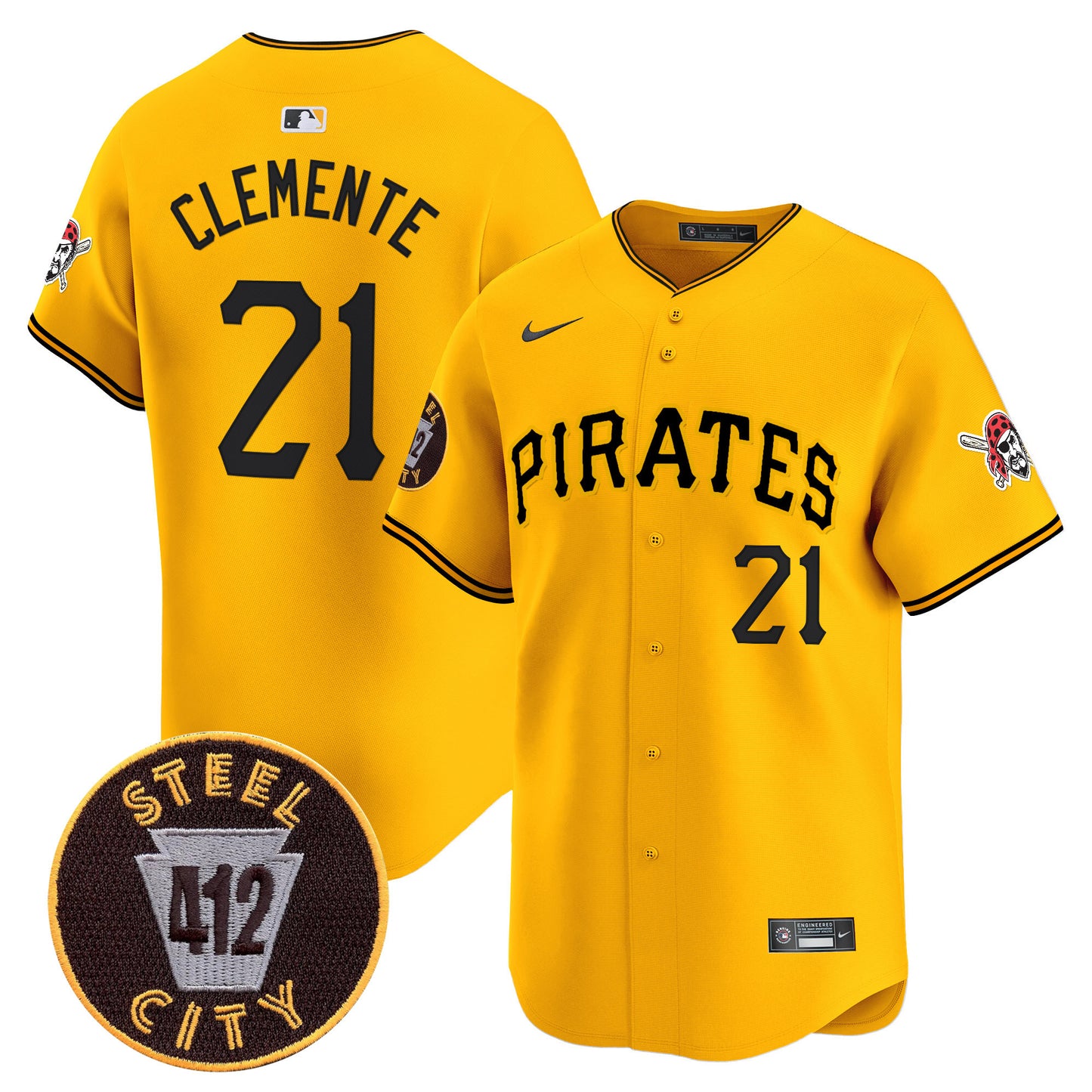 Pittsburgh Pirates 412 Patch Vapor Premier Limited Jersey V3 - All Stitched