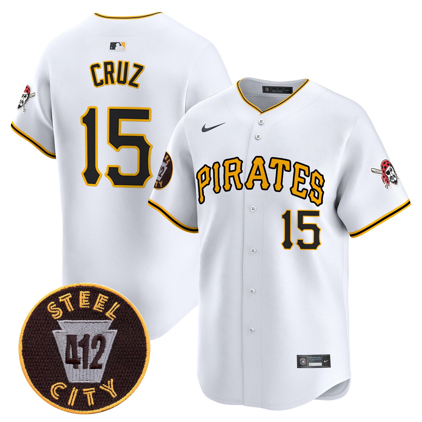 Pittsburgh Pirates 412 Patch Vapor Premier Limited Jersey V3 - All Stitched