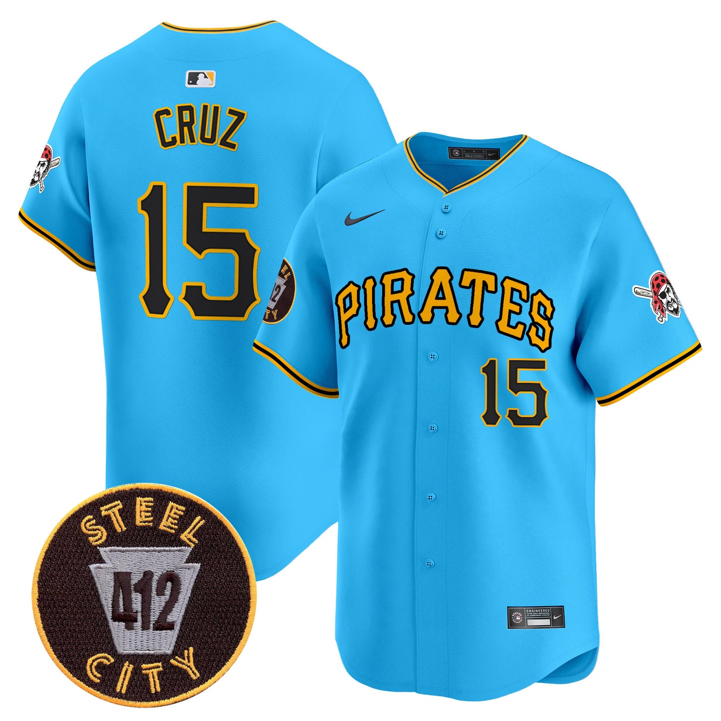 Pittsburgh Pirates 412 Patch Vapor Premier Limited Jersey V3 - All Stitched