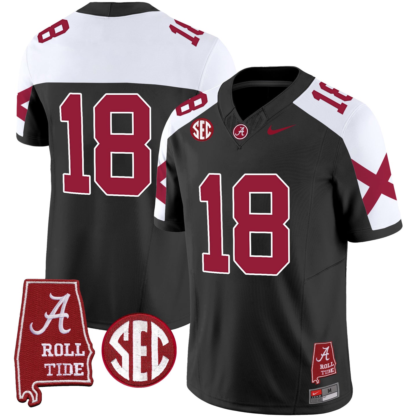 Alabama Crimson Tide Vapor Limited Jersey V6 - Alabama Map - All Stitched