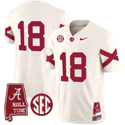 Alabama Crimson Tide Vapor Limited Jersey V6 - Alabama Map - All Stitched