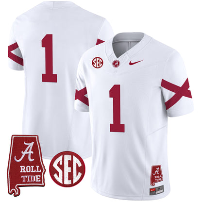 Alabama Crimson Tide Vapor Limited Jersey V6 - Alabama Map - All Stitched