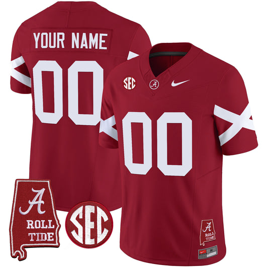 Alabama Crimson Tide Vapor Limited Custom Jersey V6 - Alabama Map - All Stitched