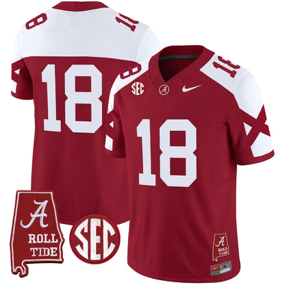 Alabama Crimson Tide Vapor Limited Jersey V6 - Alabama Map - All Stitched