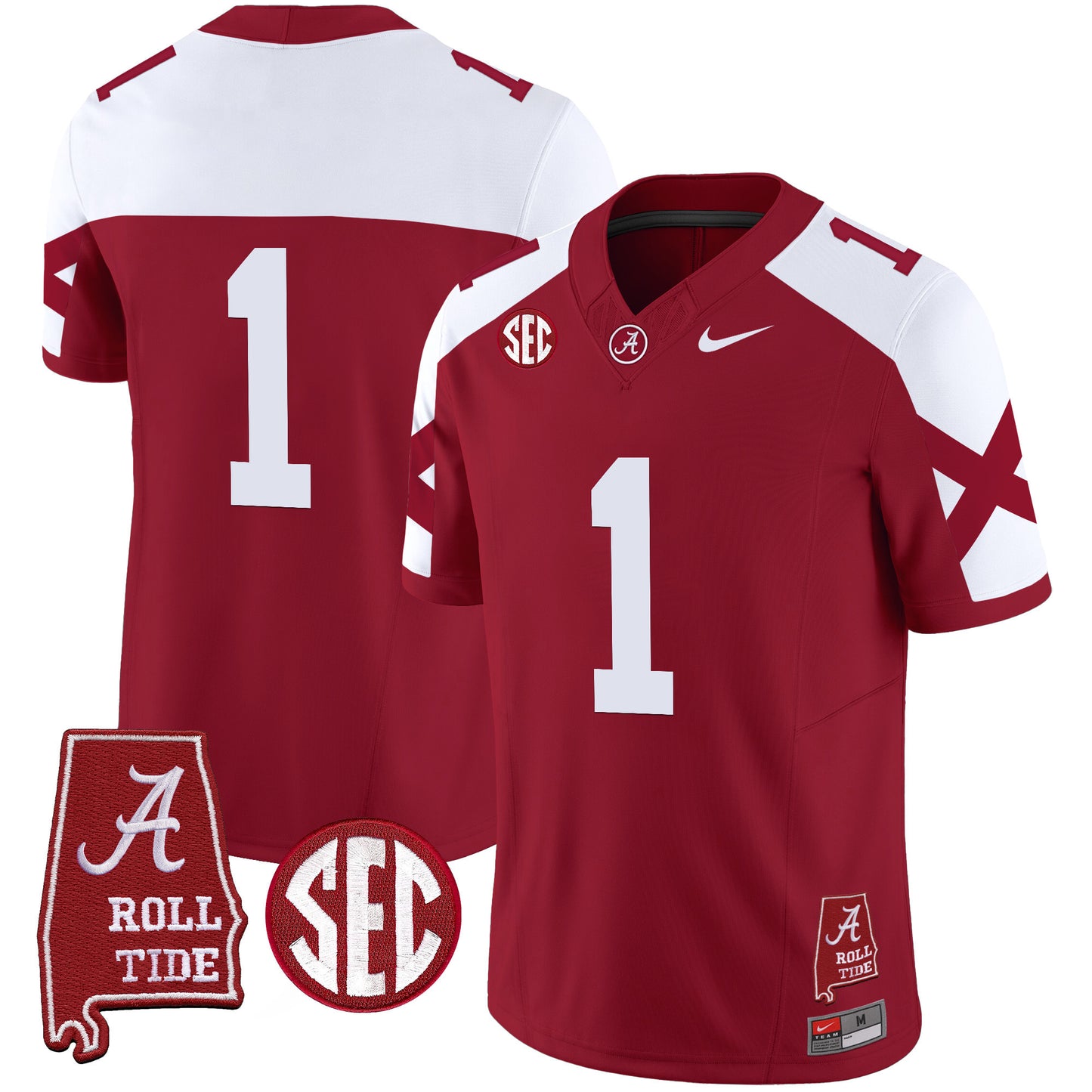 Alabama Crimson Tide Vapor Limited Jersey V6 - Alabama Map - All Stitched