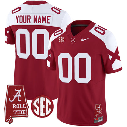 Alabama Crimson Tide Vapor Limited Custom Jersey V6 - Alabama Map - All Stitched