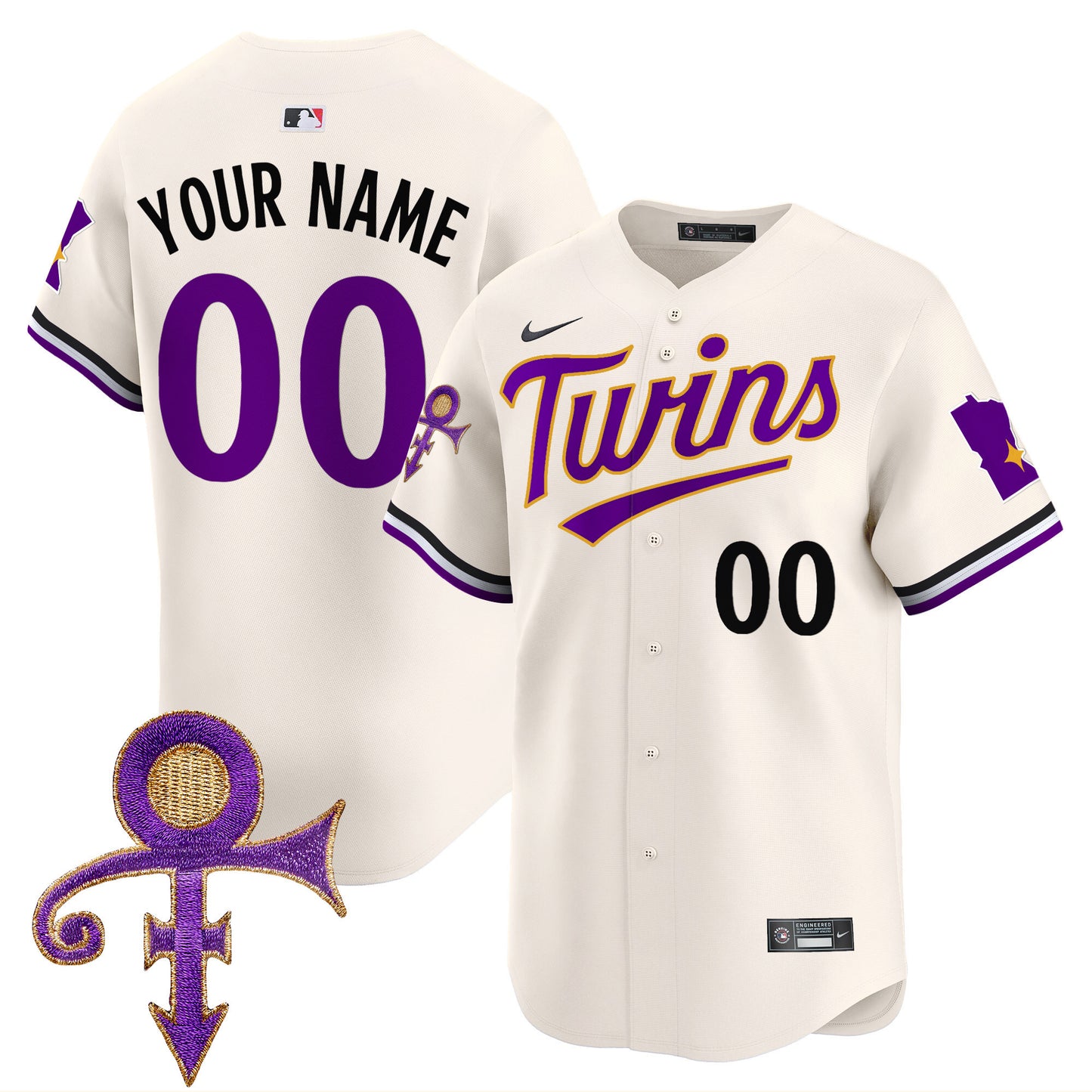 Twins Prince Patch Vapor Premier Limited Custom Jersey V3 - All Stitched