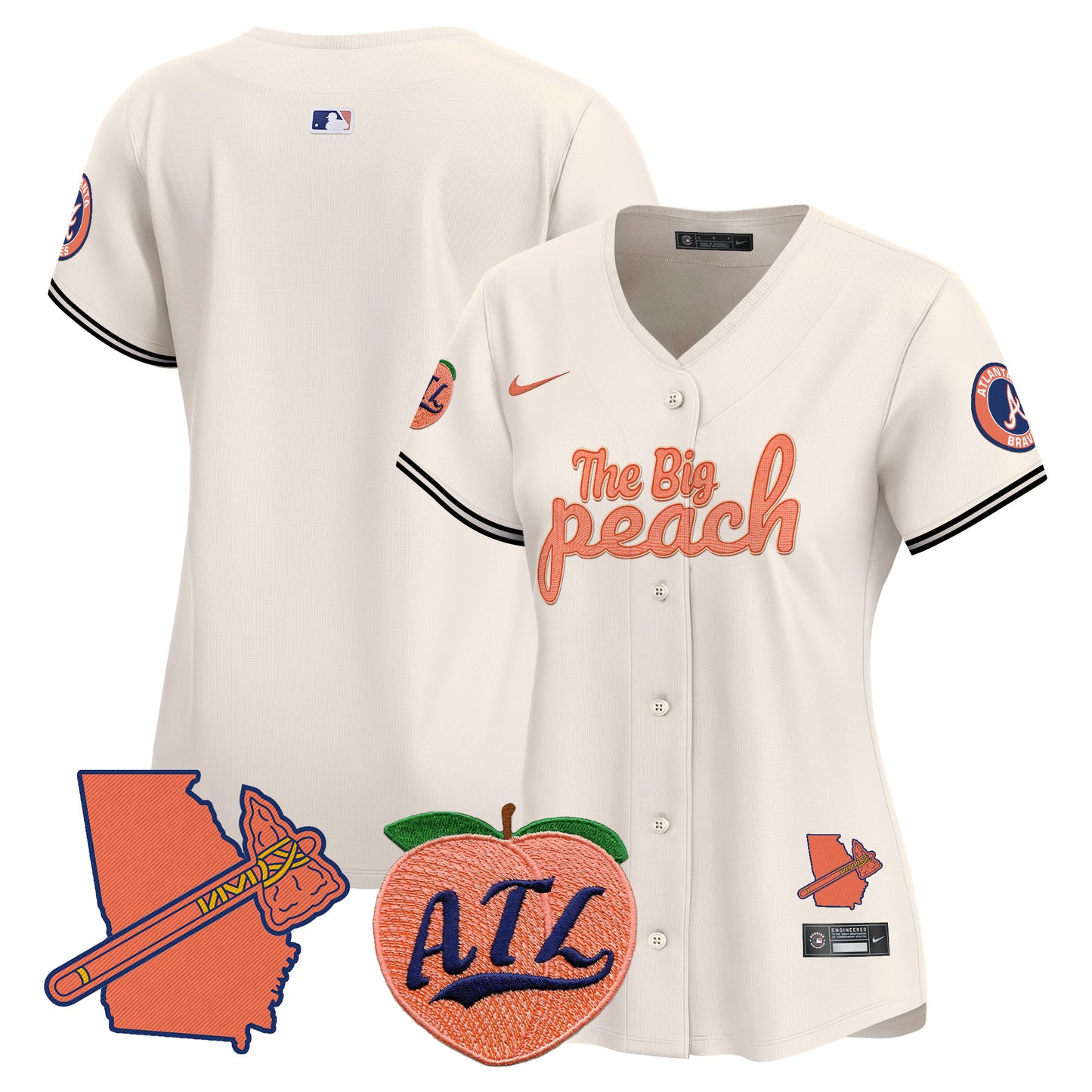 Women's Atlanta Braves The Big Peach Vapor Premier Limited Jersey - All Stitched