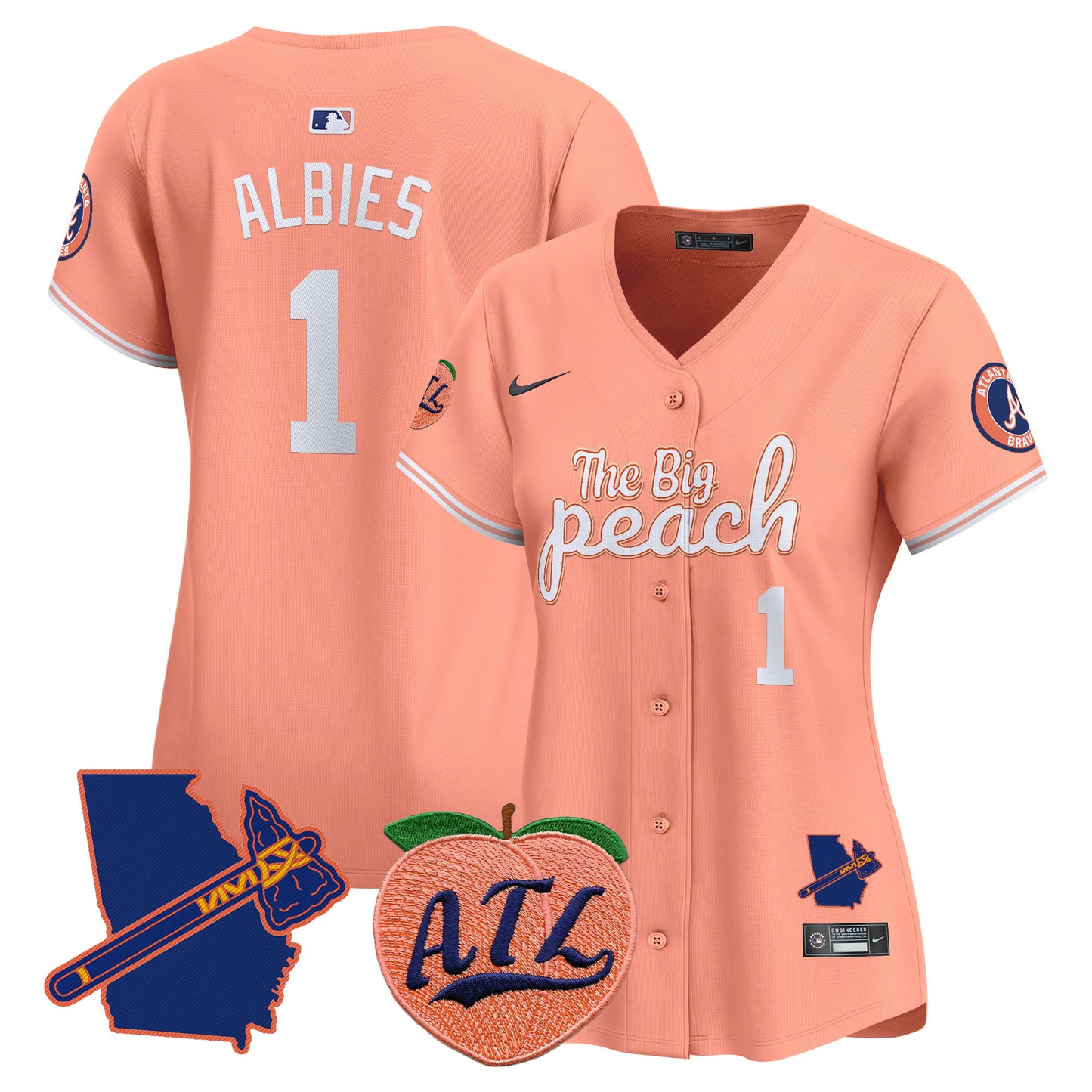 Women's Atlanta Braves The Big Peach Vapor Premier Limited Jersey - All Stitched