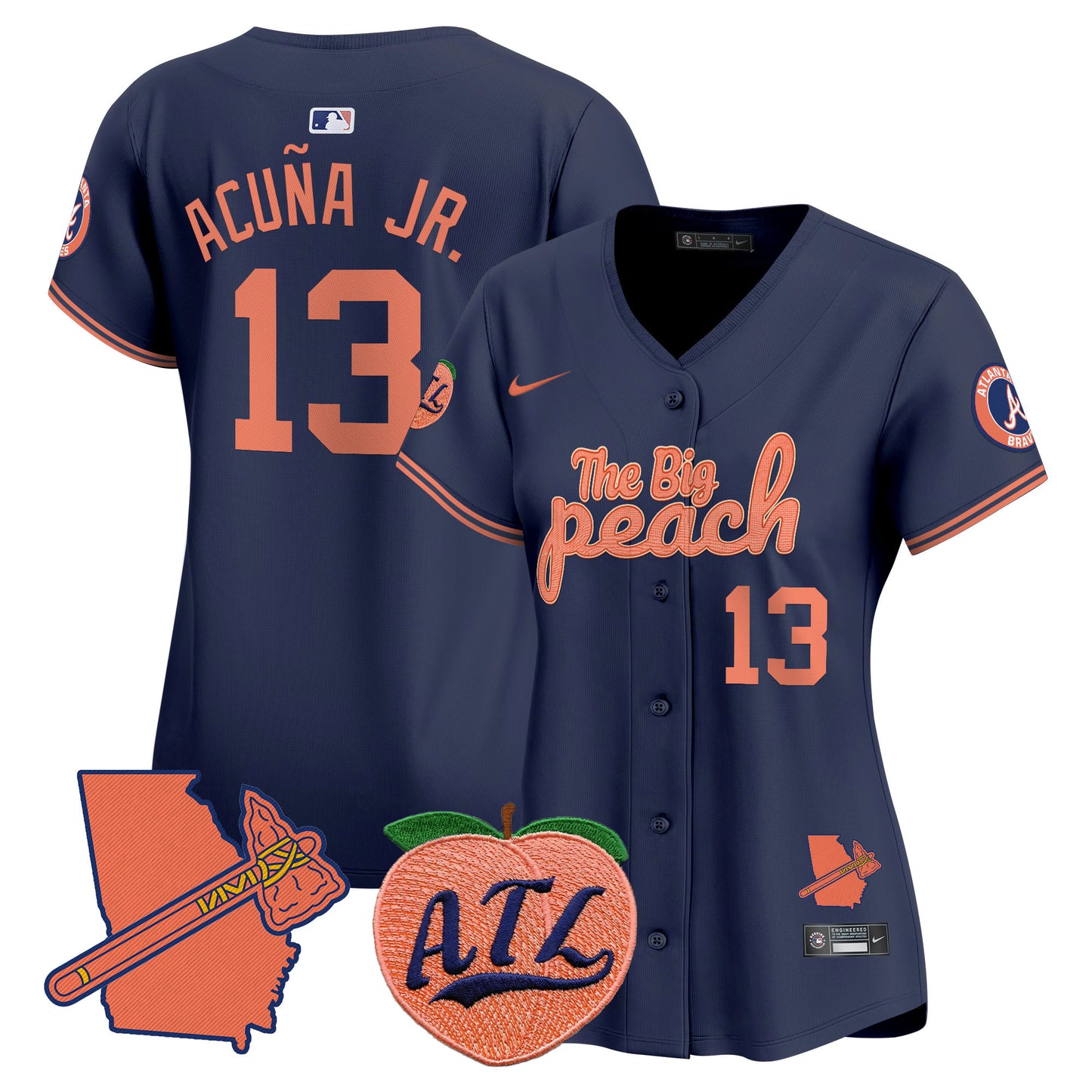 Women's Atlanta Braves The Big Peach Vapor Premier Limited Jersey - All Stitched