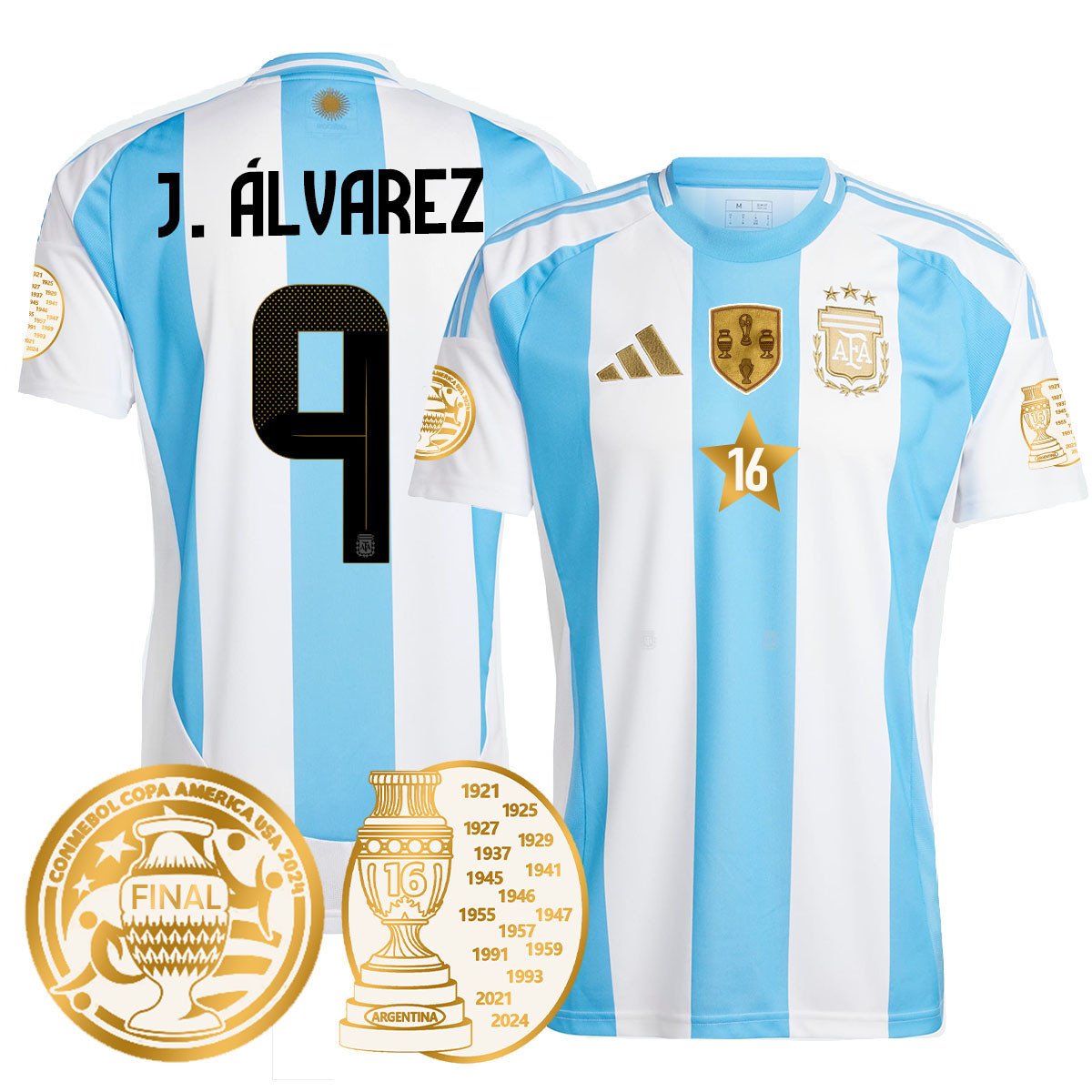 Men's Argentina 2024 Copa America Champion Limited Jersey N1