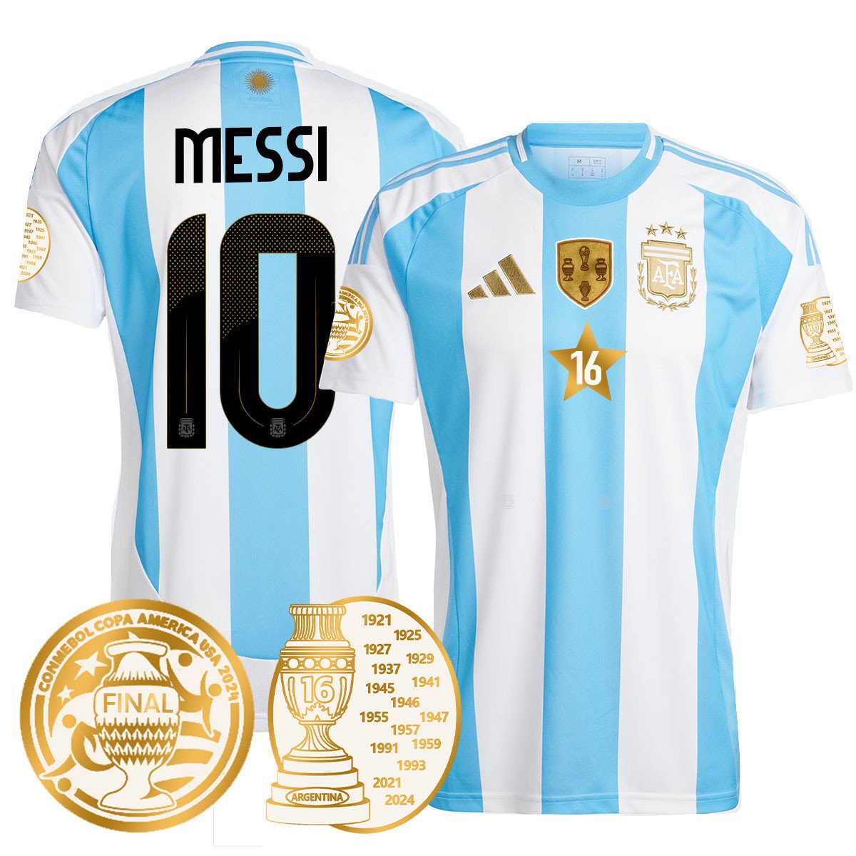 Men's Argentina 2024 Copa America Champion Limited Jersey N1