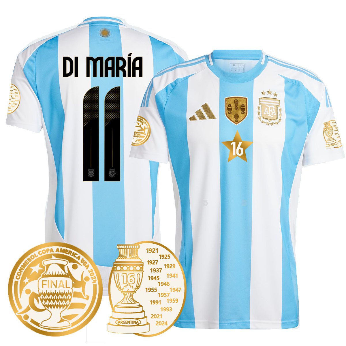 Men's Argentina 2024 Copa America Champion Limited Jersey N1