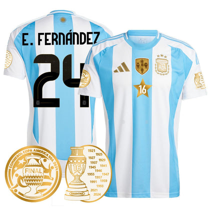 Men's Argentina 2024 Copa America Champion Limited Jersey N1