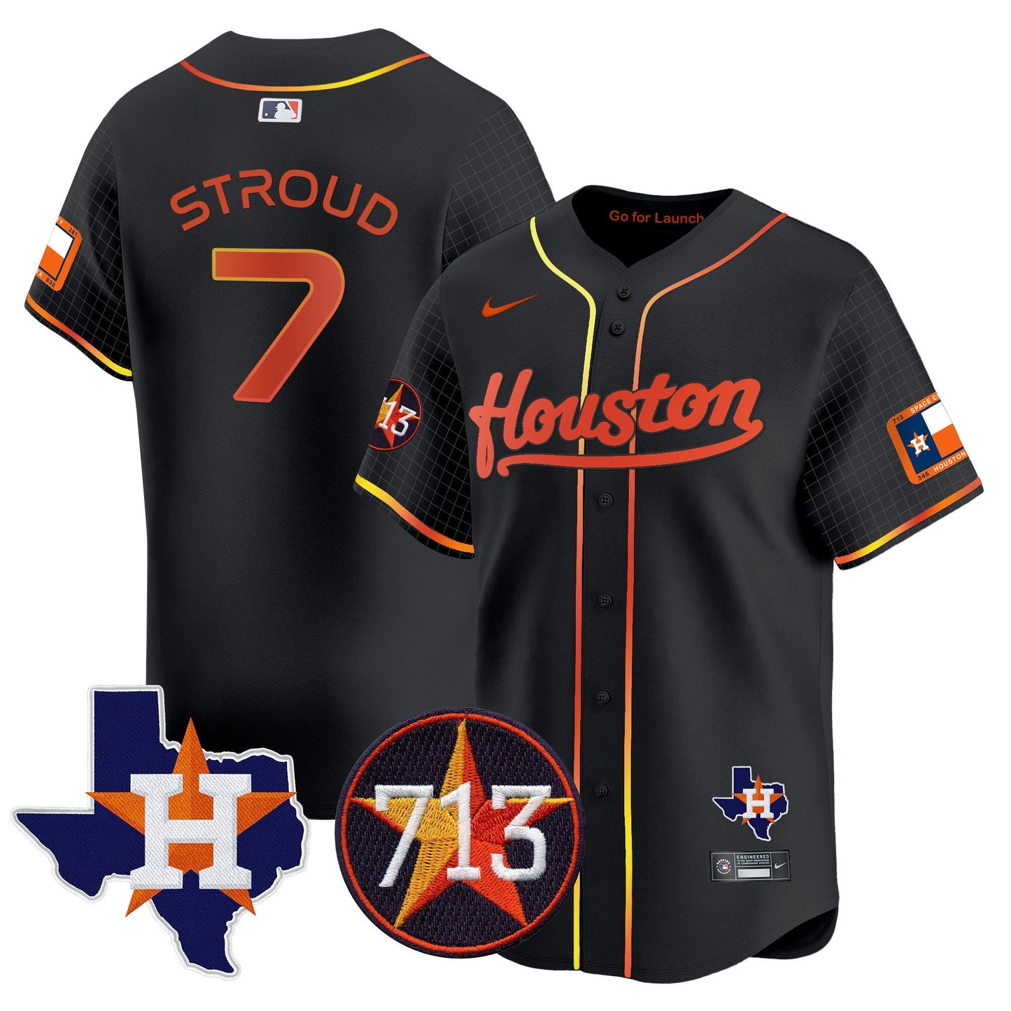 Astros Space City 713 Patch Vapor Premier Limited Jersey - All Stitched