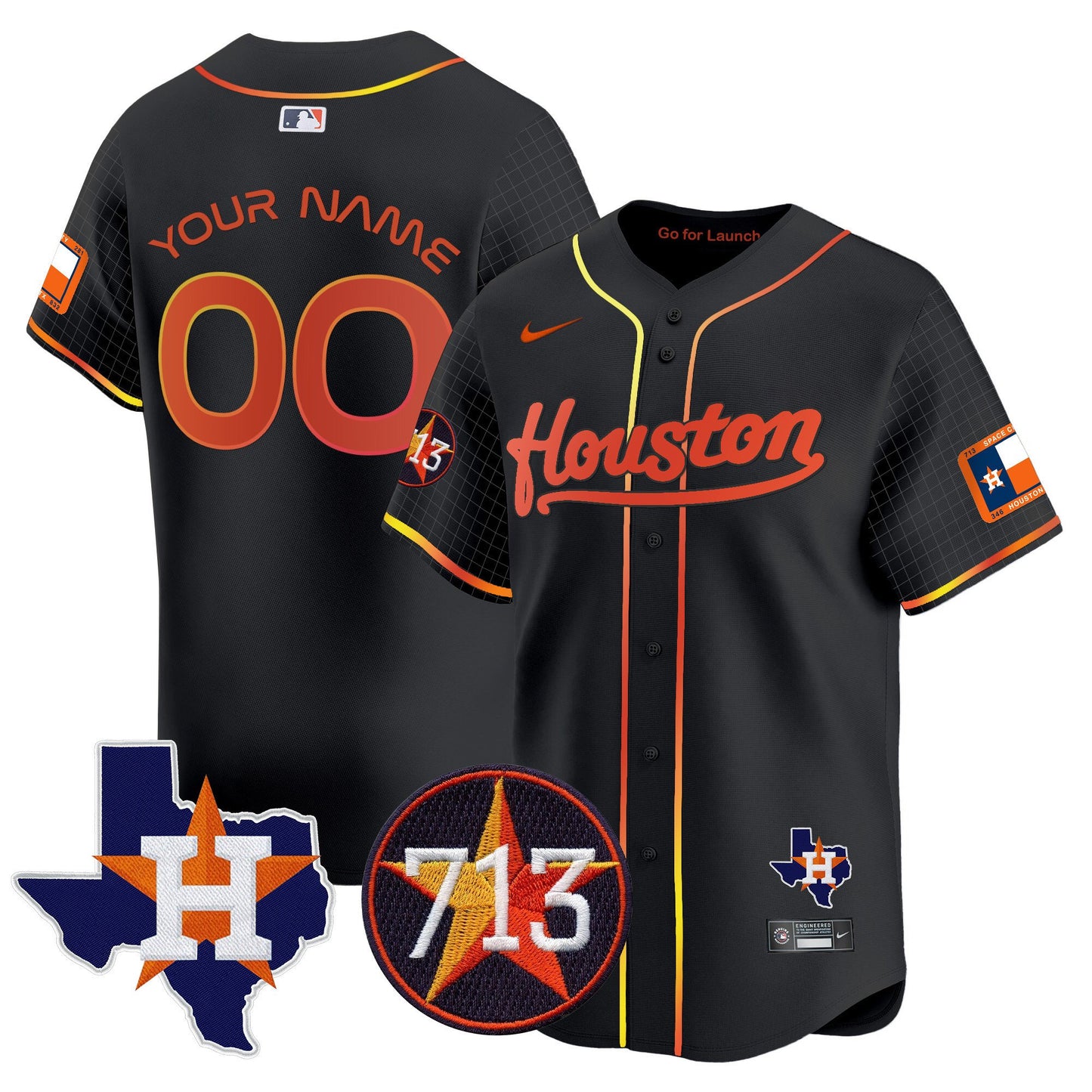 Astros Space City 713 Patch Vapor Premier Limited Custom Jersey - All Stitched