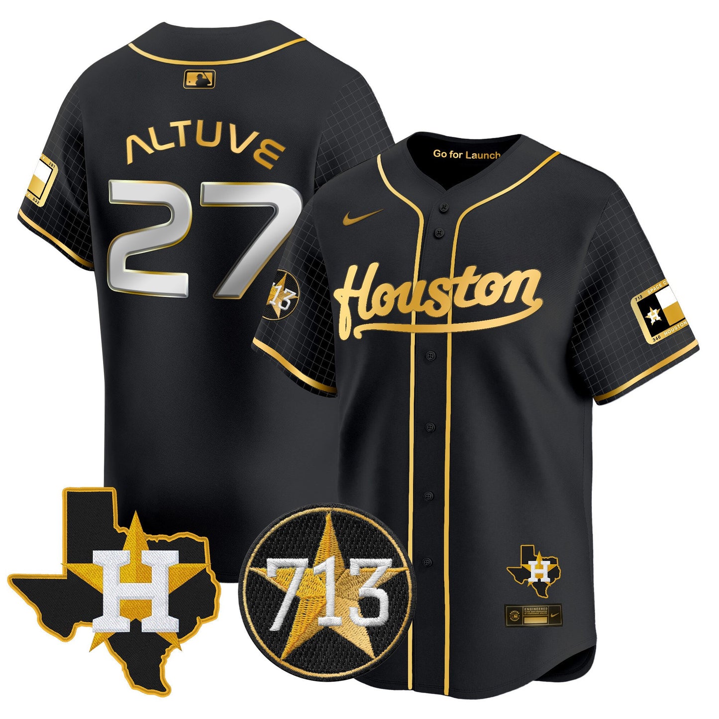 Astros Space City 713 Patch Vapor Premier Limited Jersey - All Stitched