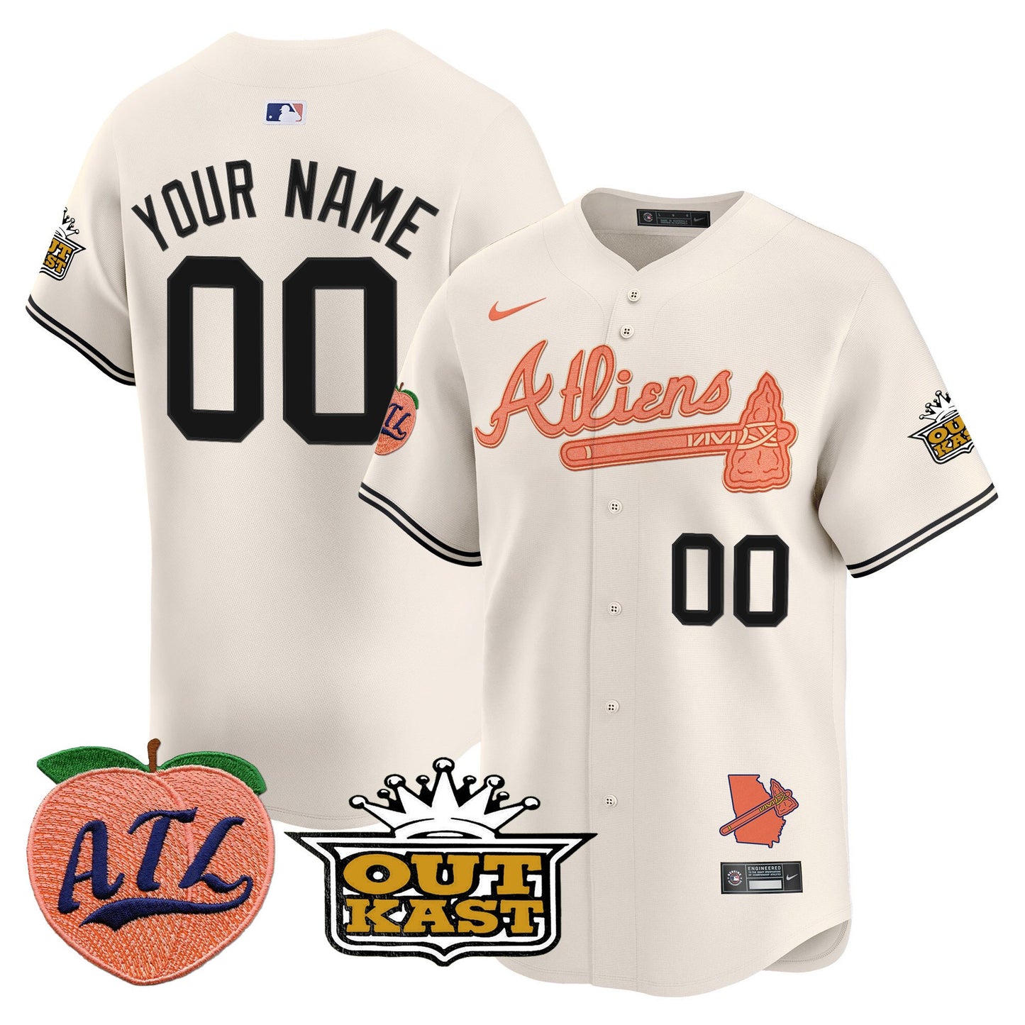 Atlanta Braves Atliens & Peach Vapor Premier Limited Custom Jersey - All Stitched