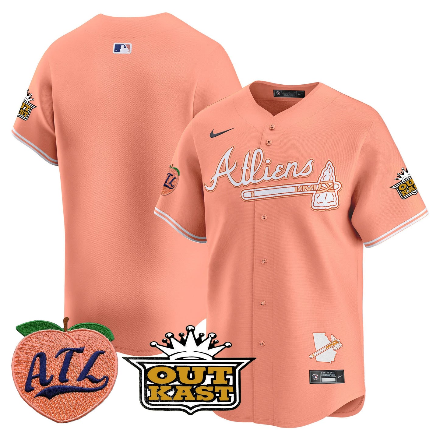 Atlanta Braves Atliens & Peach Vapor Premier Limited Jersey - All Stitched