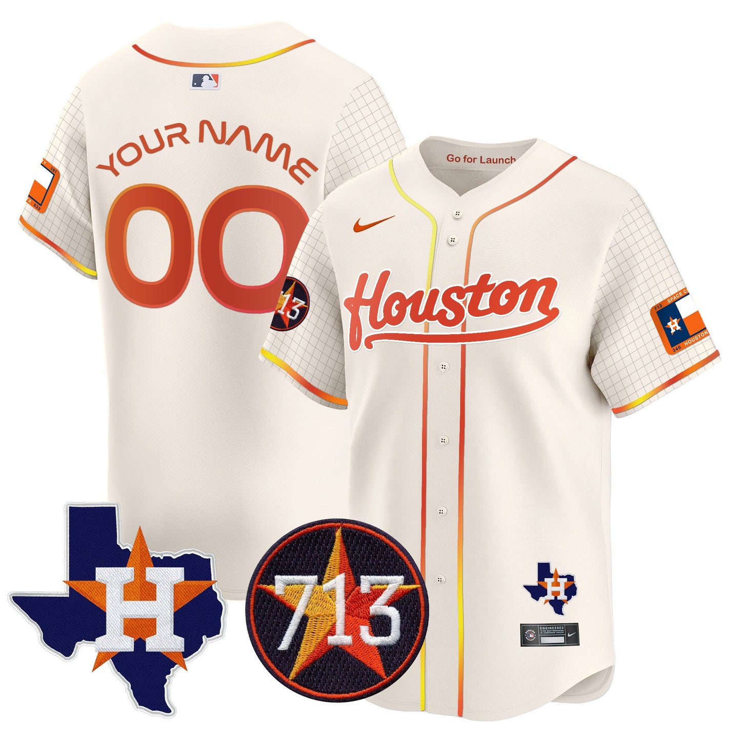 Astros Space City 713 Patch Vapor Premier Limited Custom Jersey - All Stitched