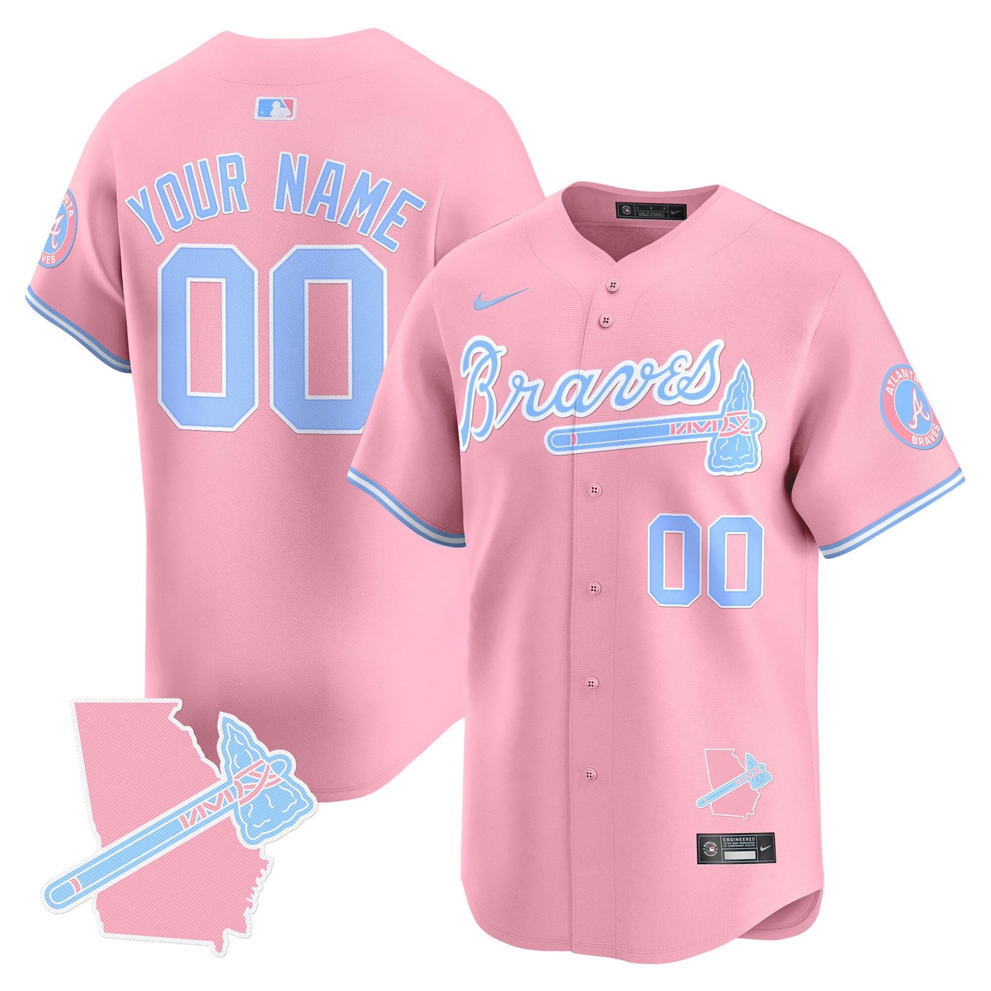 Atlanta Braves Bubblegum Pink Vapor Premier Limited Custom Jersey - All Stitched