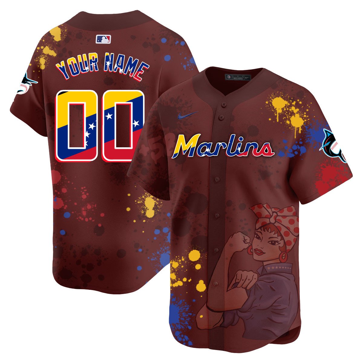 Custom Miami Marlins 2024 Venezuelan Heritage Jersey