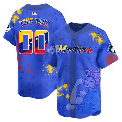 Custom Miami Marlins 2024 Venezuelan Heritage Jersey