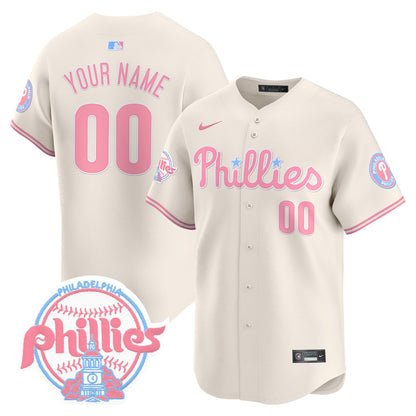 Custom  Phillies Bubblegum Pink Vapor Premier Limited Jersey V2 - All Stitched