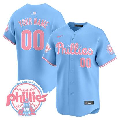 Custom  Phillies Bubblegum Pink Vapor Premier Limited Jersey V2 - All Stitched