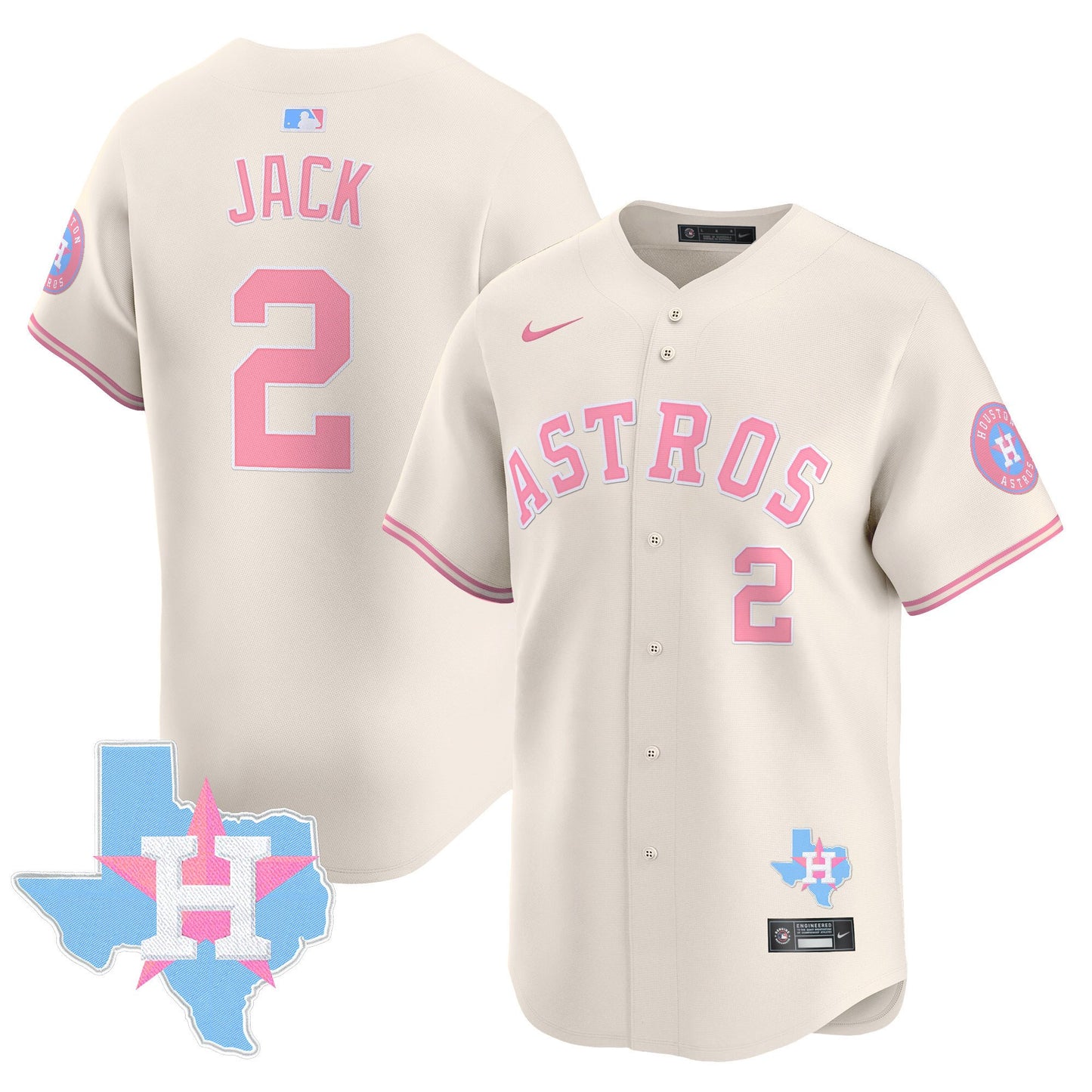 Astros Bubblegum Pink Vapor Premier Limited Jersey - All Stitched