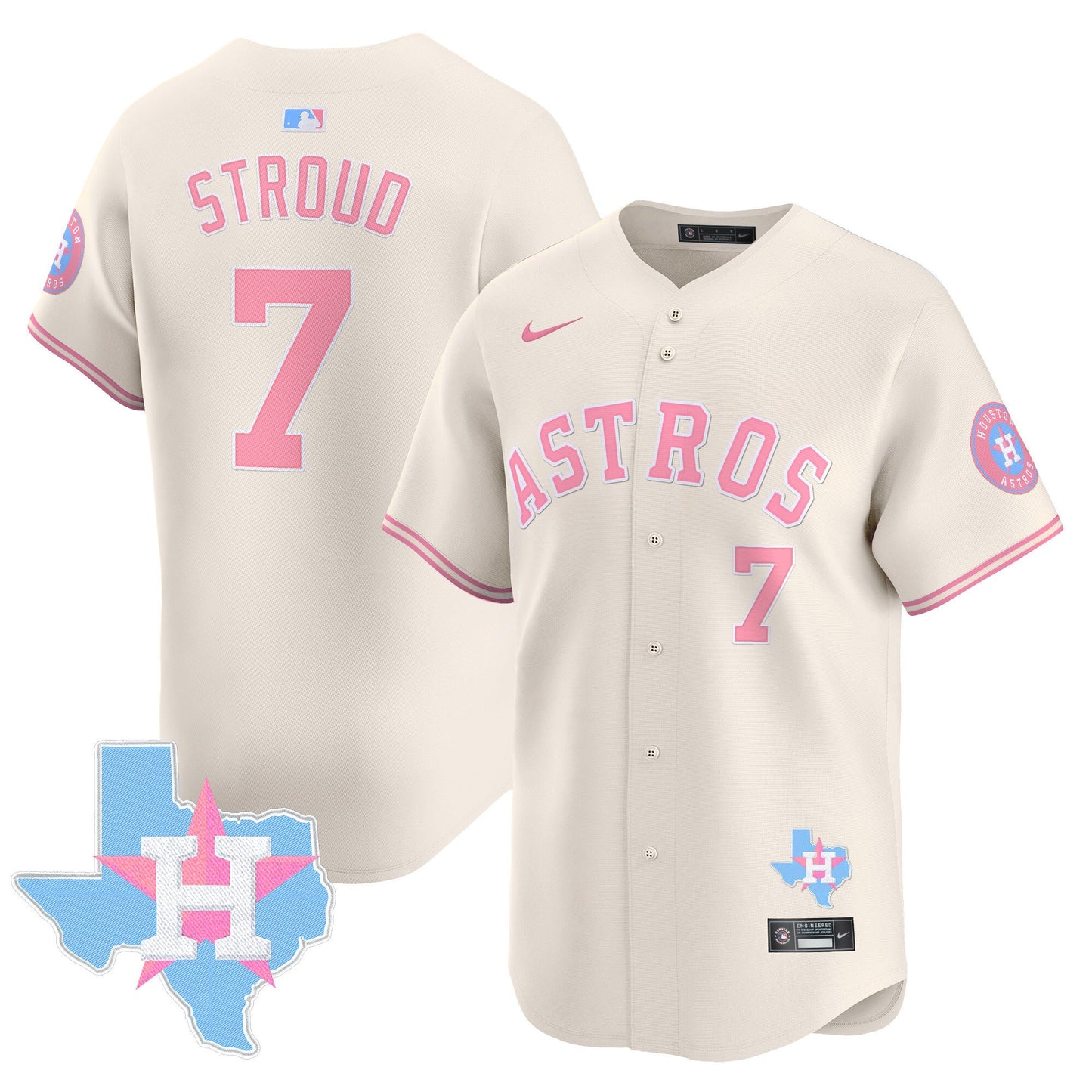 Astros Bubblegum Pink Vapor Premier Limited Jersey - All Stitched