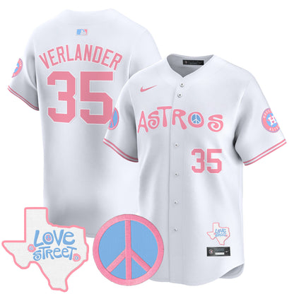 Astros Love Street & Peace Sign Patch Bubblegum Pink Vapor Premier Limited Jersey - All Stitched