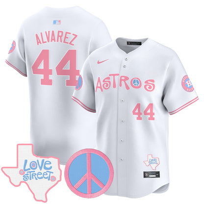 Astros Love Street & Peace Sign Patch Bubblegum Pink Vapor Premier Limited Jersey - All Stitched