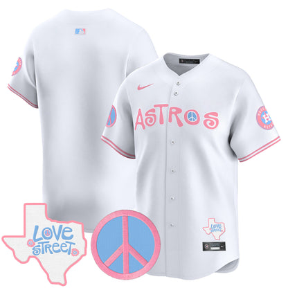 Astros Love Street & Peace Sign Patch Bubblegum Pink Vapor Premier Limited Jersey - All Stitched