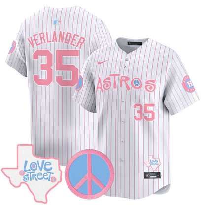 Astros Love Street & Peace Sign Patch Bubblegum Pink Vapor Premier Limited Jersey - All Stitched