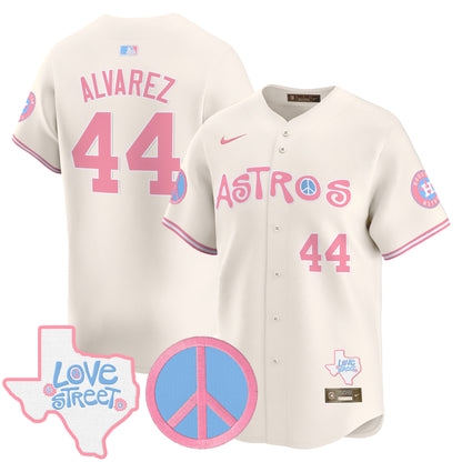 Astros Love Street & Peace Sign Patch Bubblegum Pink Vapor Premier Limited Jersey - All Stitched