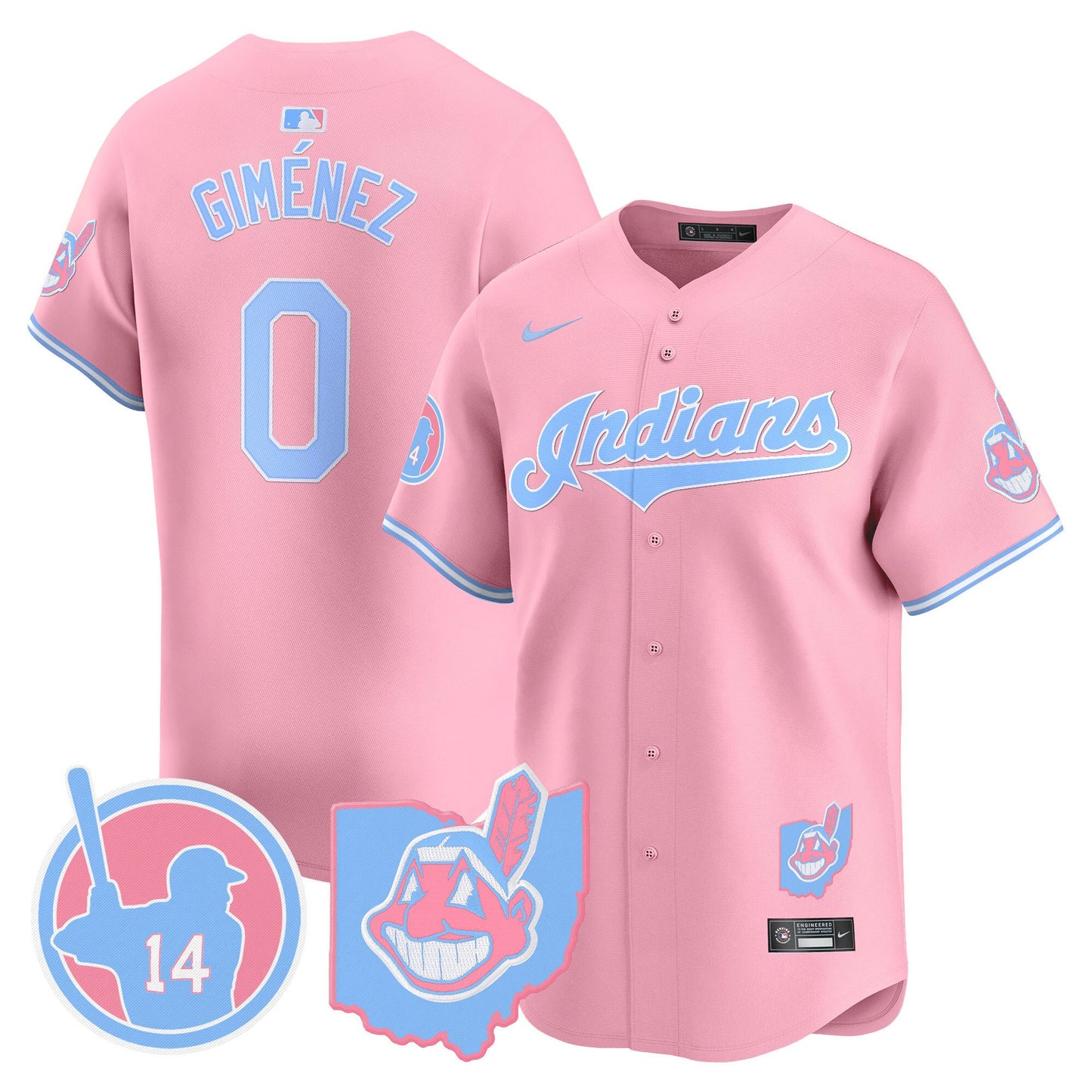 Cleveland Indians Larry Doby Bubblegum Pink Vapor Premier Limited Jersey - All Stitched