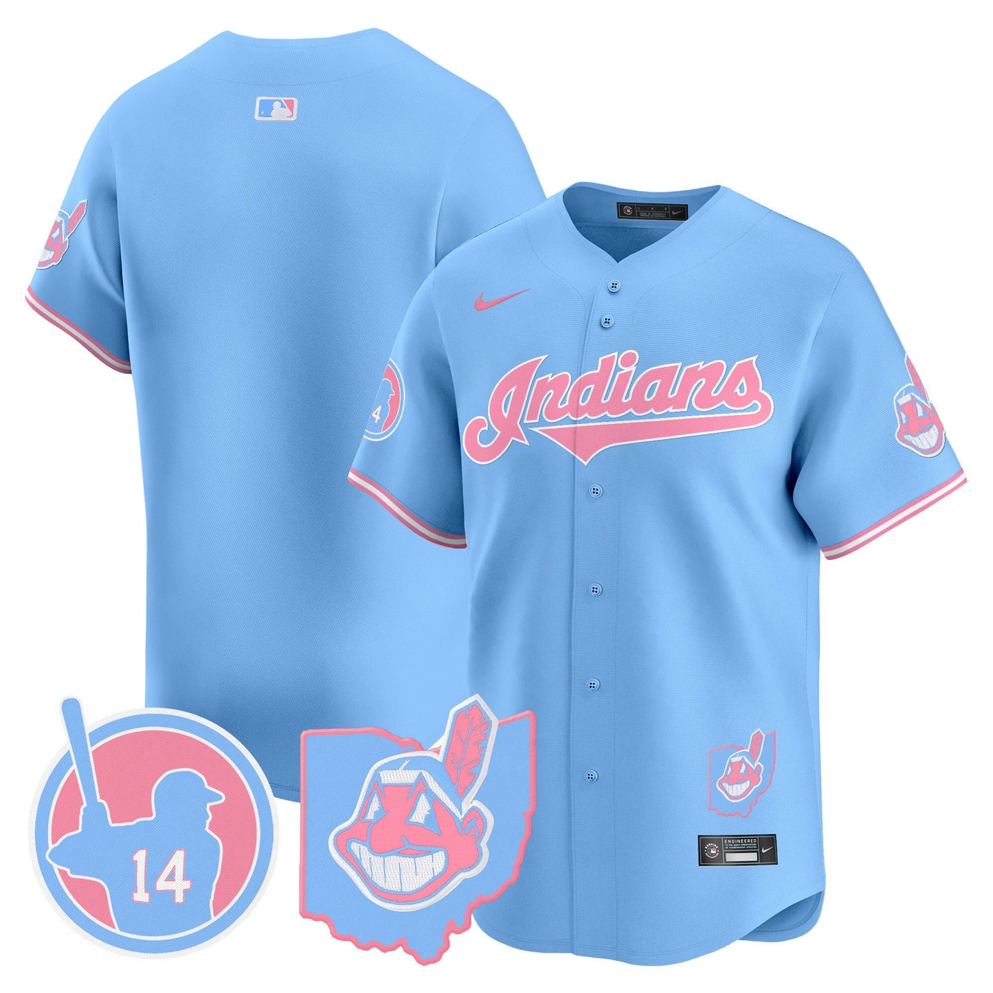 Cleveland Indians Larry Doby Bubblegum Pink Vapor Premier Limited Jersey - All Stitched