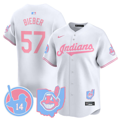 Cleveland Indians Larry Doby Bubblegum Pink Vapor Premier Limited Jersey - All Stitched