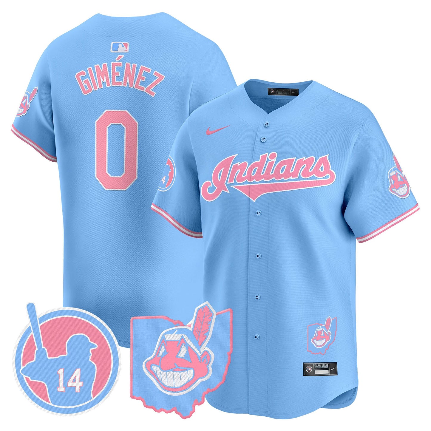 Cleveland Indians Larry Doby Bubblegum Pink Vapor Premier Limited Jersey - All Stitched