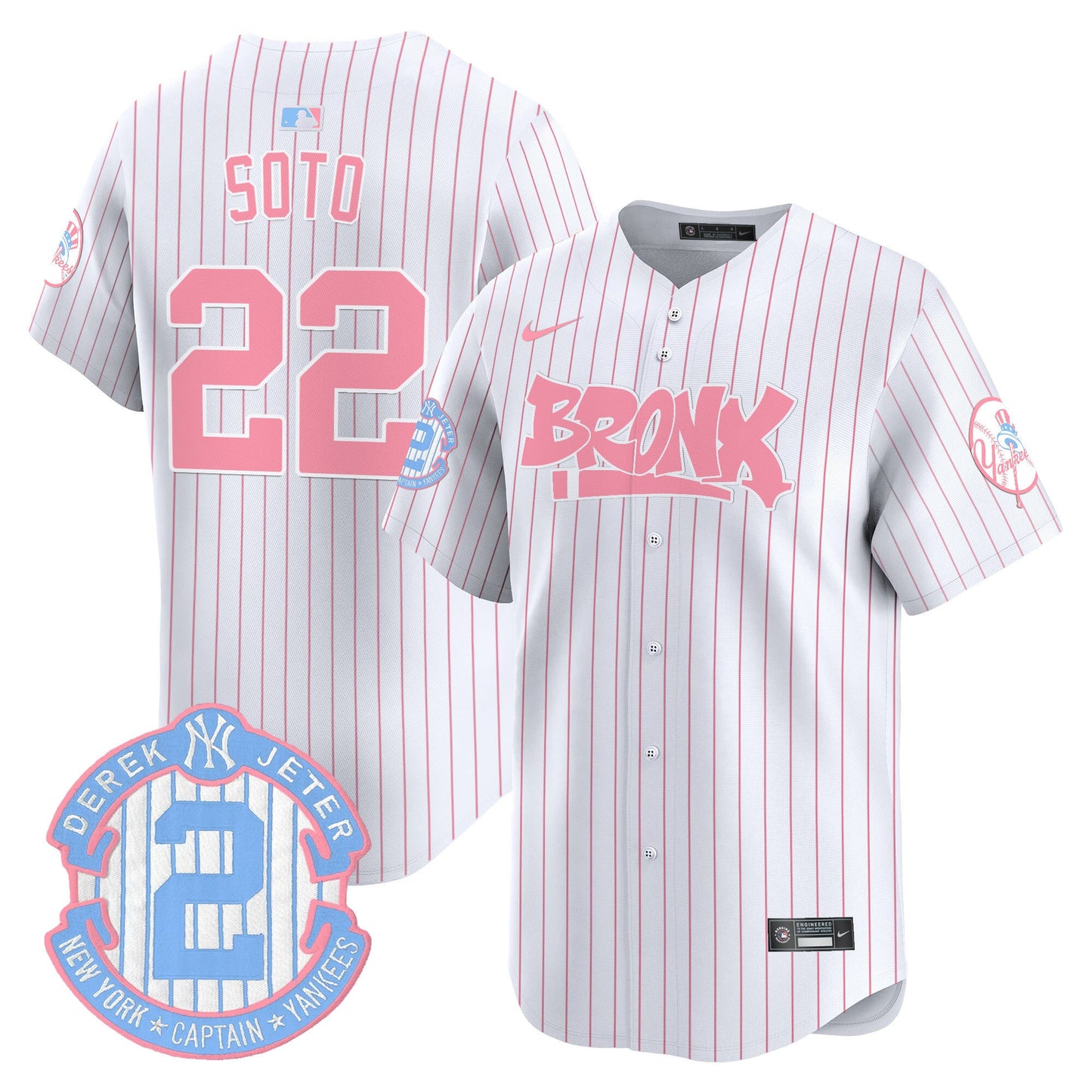 Unisex Yankees The Bronx Graffiti Bubblegum Pink Vapor Premier Limited Jersey - All Stitched