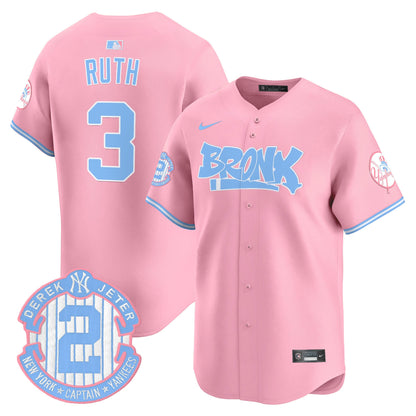 Unisex Yankees The Bronx Graffiti Bubblegum Pink Vapor Premier Limited Jersey - All Stitched