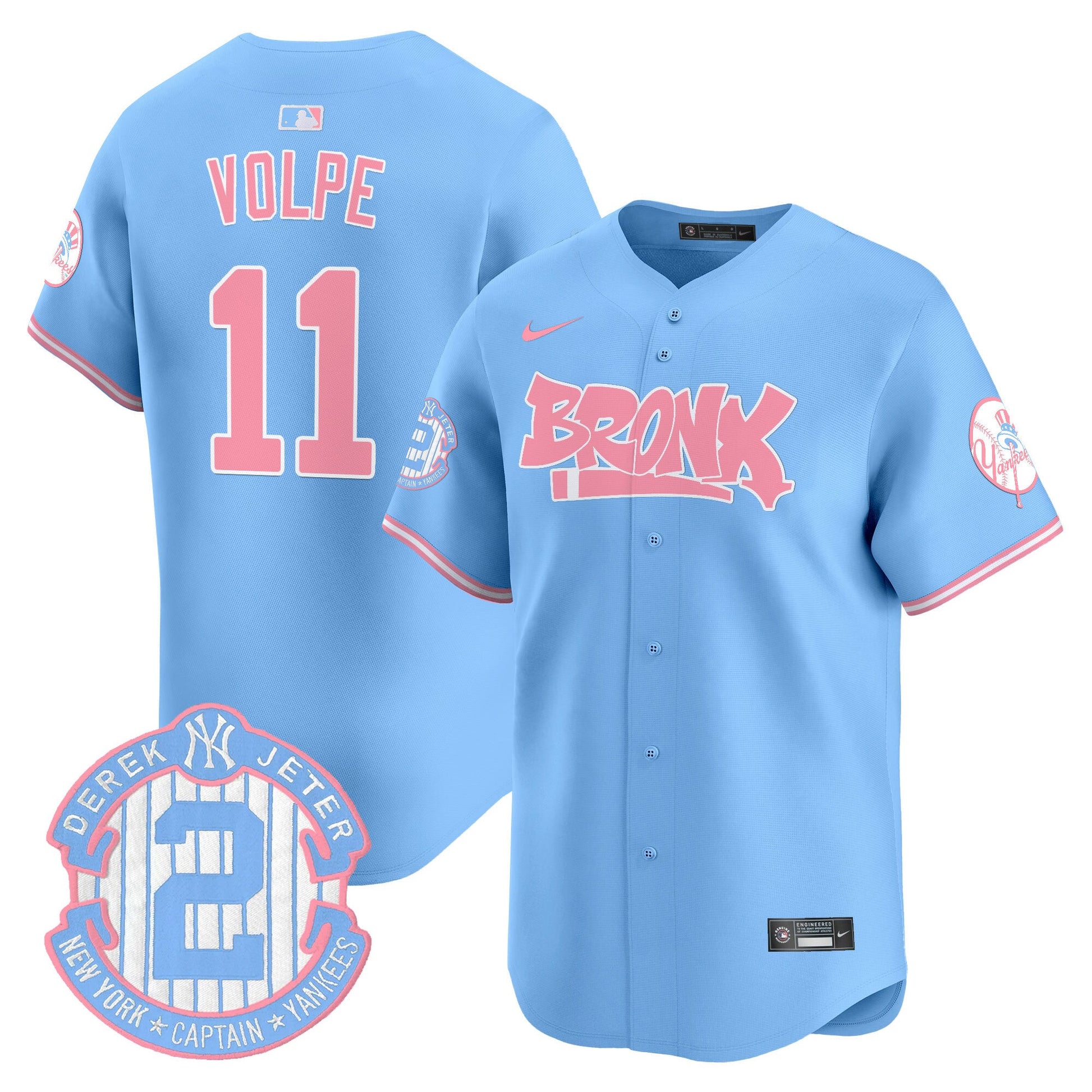 Unisex Yankees The Bronx Graffiti Bubblegum Pink Vapor Premier Limited Jersey - All Stitched