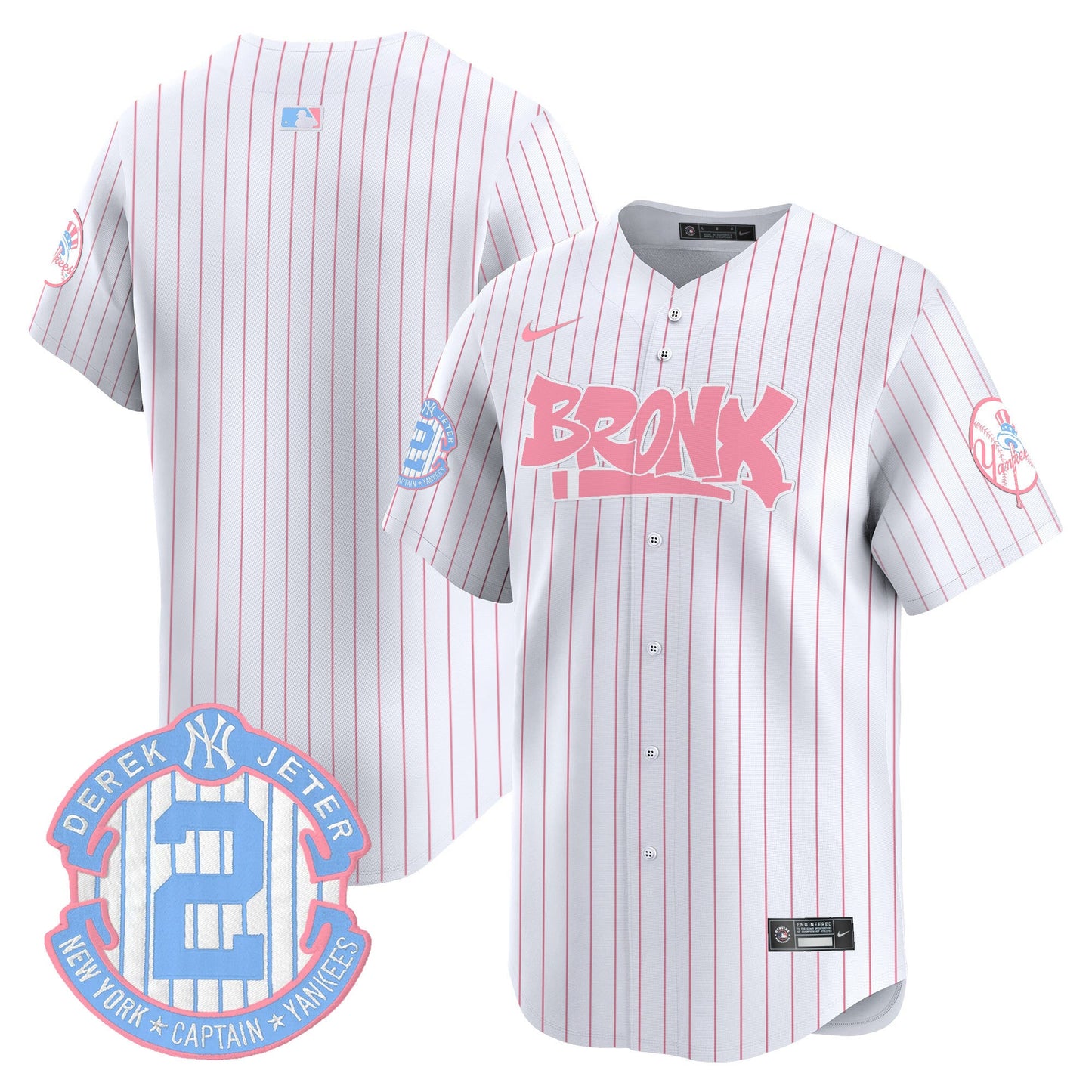 Unisex Yankees The Bronx Graffiti Bubblegum Pink Vapor Premier Limited Jersey - All Stitched