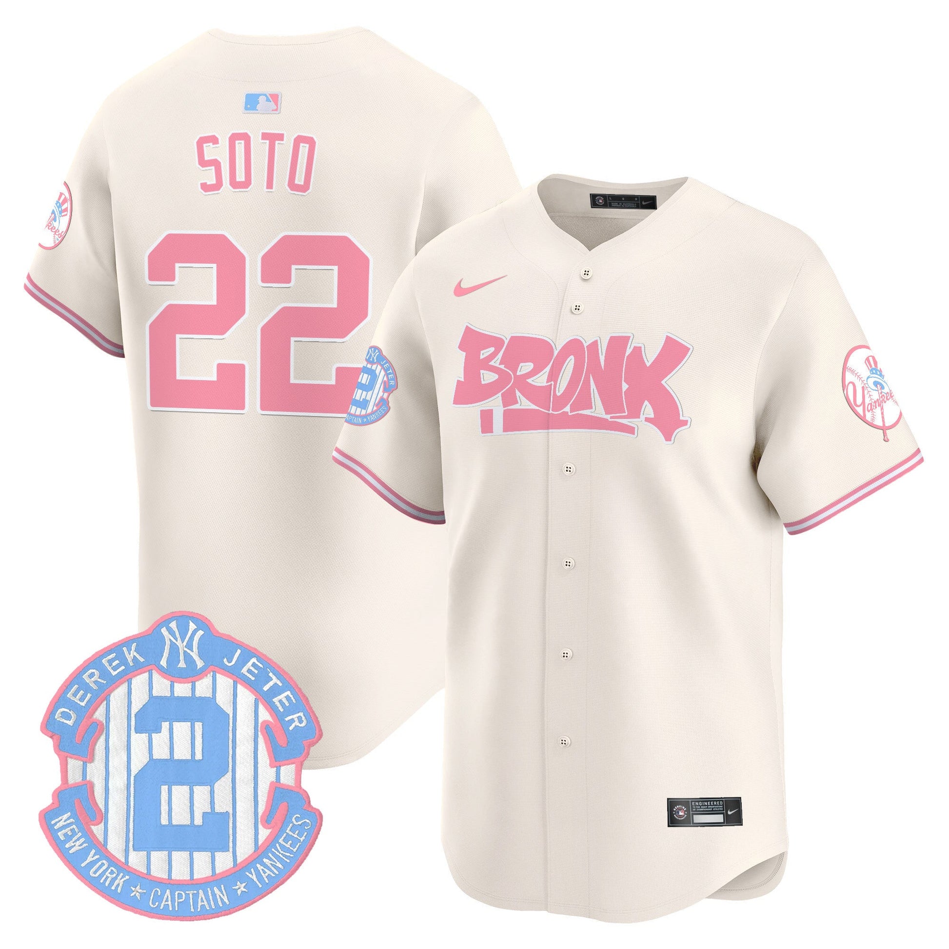 Unisex Yankees The Bronx Graffiti Bubblegum Pink Vapor Premier Limited Jersey - All Stitched