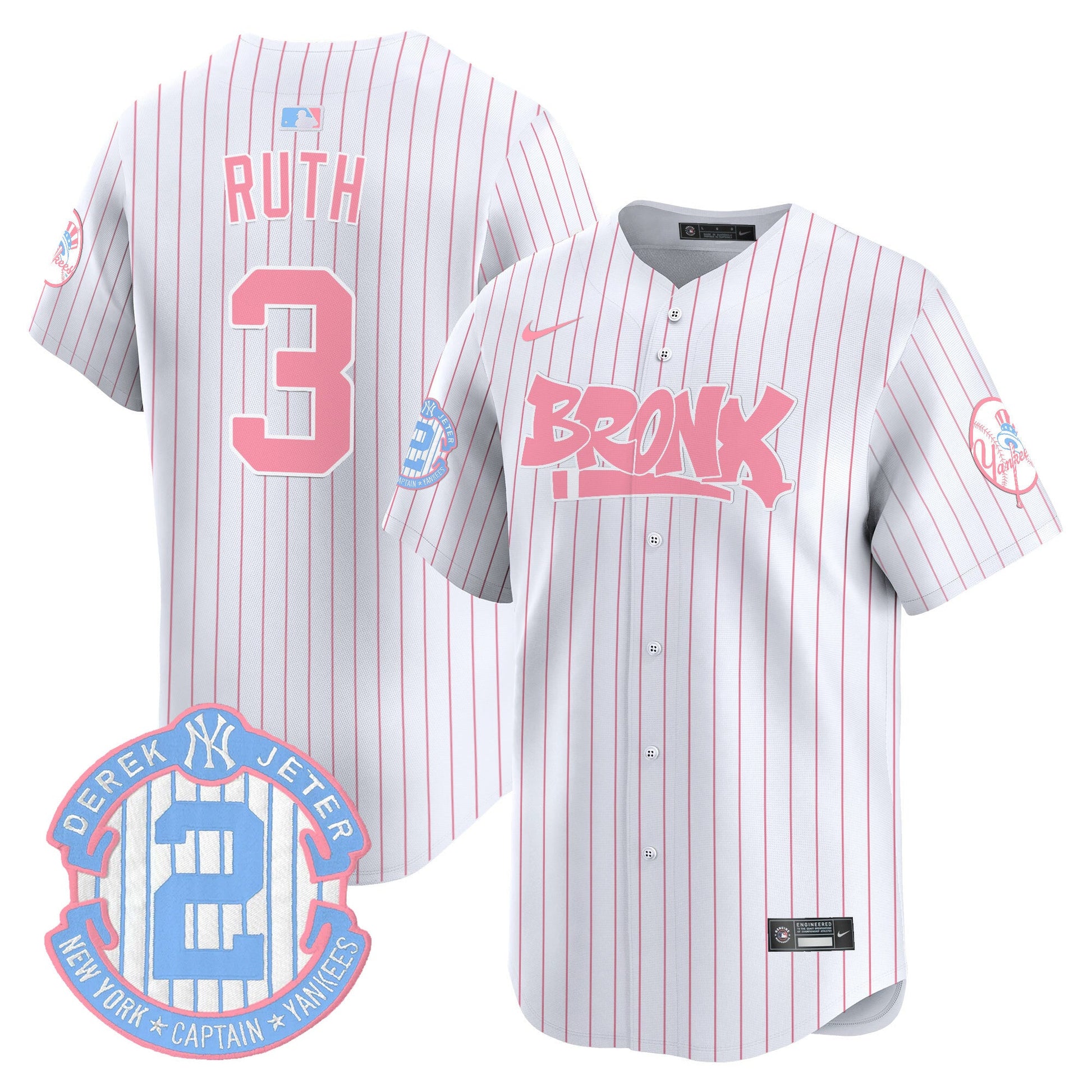 Unisex Yankees The Bronx Graffiti Bubblegum Pink Vapor Premier Limited Jersey - All Stitched