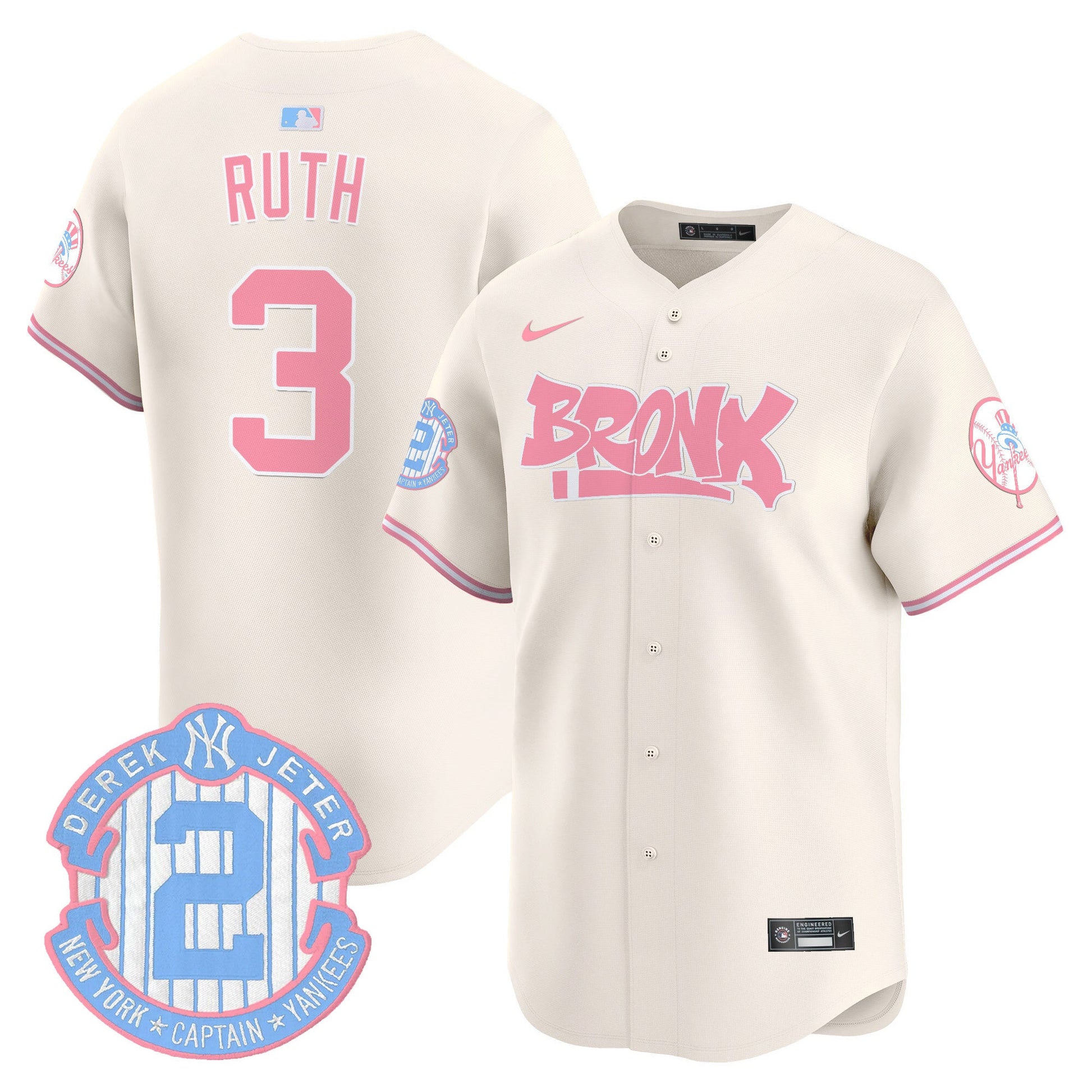 Unisex Yankees The Bronx Graffiti Bubblegum Pink Vapor Premier Limited Jersey - All Stitched