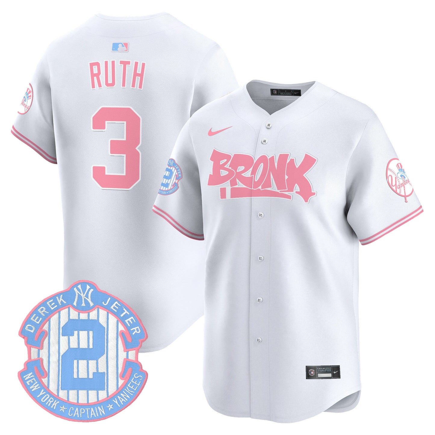 Unisex Yankees The Bronx Graffiti Bubblegum Pink Vapor Premier Limited Jersey - All Stitched